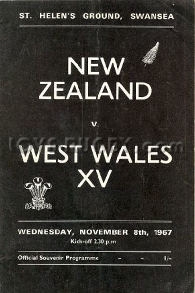 1967 West Wales v New Zealand  Rugby Programme